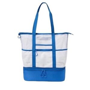 Sun Squad Beach Bag w/ Detachable Cooler & Waterproof Pocket Mesh Tote Lot 2 (H)